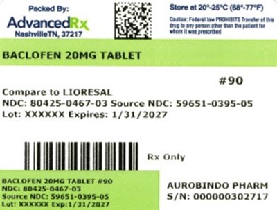 Baclofen 20mg Tablet #90 (Baclofen 20mg 80425 0467 03)